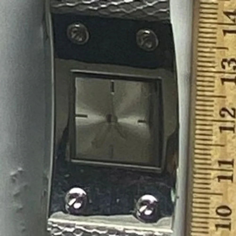 Silver Tone Square Face Digital Watch With Leather Band‎